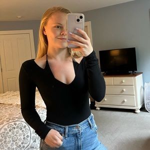 Abercrombie and Fitch Long Sleeve Halter Style Bodysuit